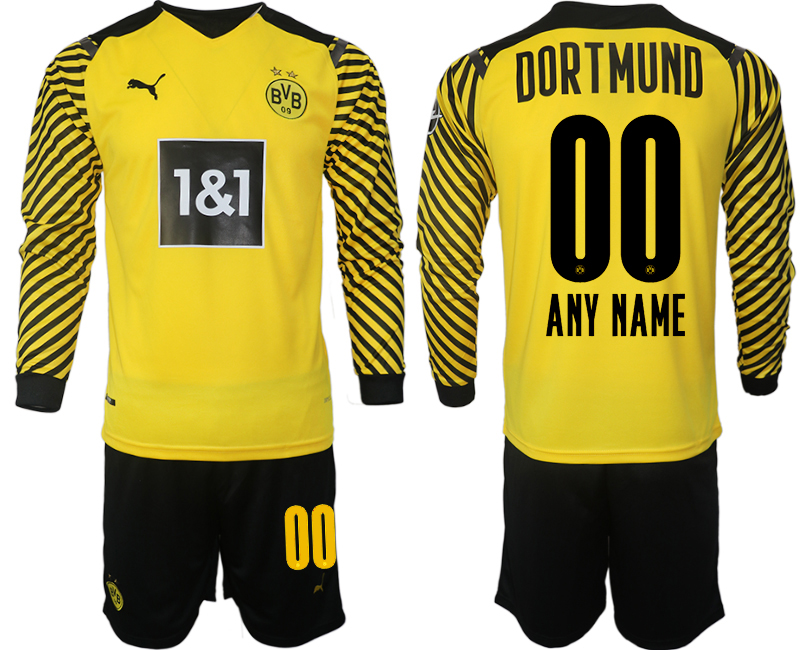 Men 2021-2022 Club Borussia Dortmund home yellow Long Sleeve customized Soccer Jersey